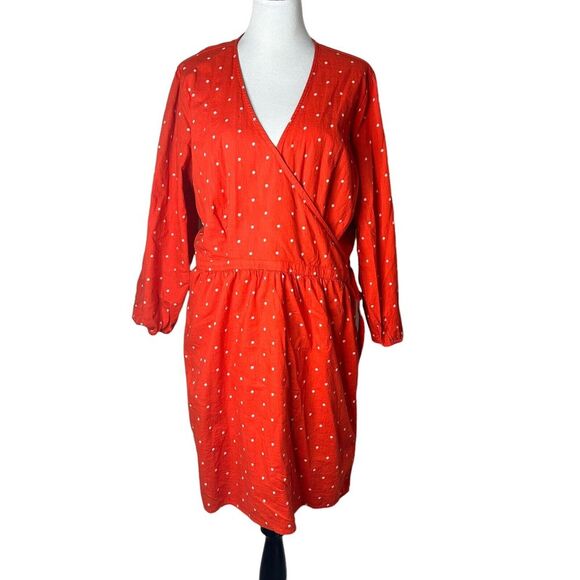 Old Navy Dresses & Skirts - Old Navy Womens Size XXL Wrap Dress Ditsy Floral Print Orange‎ 3/4 Sleeve